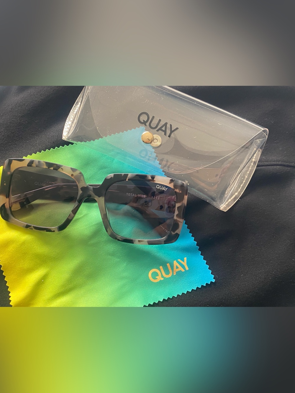 Quay Australia Tortoise Square Sunglasses with Gray Gradient Lenses